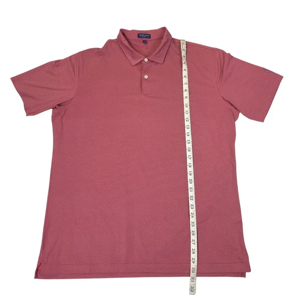 Peter Millar Crown Crafted Mens XL Polo Shirt Golf Short Sleeve Micro Print Pink
